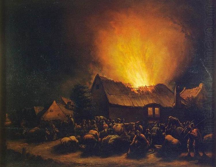 Egbert van der Poel Fire in a Village oil painting picture